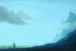 Size: 1680x1121 | Tagged: safe, artist:whiro153, background, canterlot, cloud, mountain, no pony, scenery