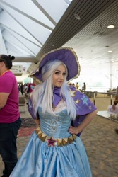 Size: 1080x1618 | Tagged: safe, artist:mieucosplay, trixie, human, bronycon, bronycon 2016, g4, cape, clothes, cosplay, costume, hand on hip, hat, irl, irl human, photo, trixie's cape, trixie's hat