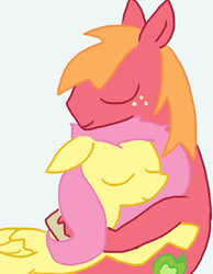 Size: 467x601 | Tagged: safe, artist:weaver, color edit, edit, big macintosh, fluttershy, earth pony, pegasus, pony, g4, colored, eyes closed, female, hug, male, mare, ship:fluttermac, shipping, simple background, stallion, straight, white background