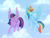 Size: 1536x1152 | Tagged: safe, artist:fanaticpanda, rainbow dash, twilight sparkle, alicorn, pegasus, pony, g4, big crown thingy, chest fluff, cloud, cloudy, element of magic, female, flying, jewelry, lesbian, regalia, ship:twidash, shipping, twilight sparkle (alicorn)