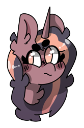 Size: 2597x3924 | Tagged: safe, artist:bruzzums, oc, oc only, oc:ayva, pony, unicorn, blushing, bust, high res, simple background, solo, transparent background