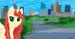 Size: 3280x1712 | Tagged: safe, artist:polonius, oc, oc only, oc:sawa, alicorn, pony, poland, solo, warsaw