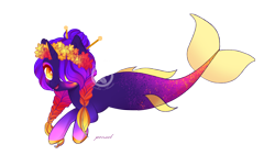 Size: 4411x2660 | Tagged: safe, artist:keeka-snake, oc, oc only, merpony, female, parent:princess luna, parent:queen novo, simple background, solo, transparent background, watermark