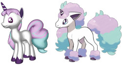 Size: 2495x1329 | Tagged: safe, galarian ponyta, pony, ponyta, unicorn, looking left, pokémon, simple background, solo, transparent background