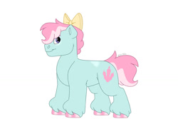 Size: 1280x854 | Tagged: safe, artist:itstechtock, oc, oc only, oc:dino dig, earth pony, pony, female, filly, magical lesbian spawn, offspring, parent:lily longsocks, parent:petunia paleo, simple background, solo, white background