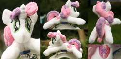 Size: 4059x2000 | Tagged: safe, artist:bastler, sweetie belle, pony, unicorn, g4, commission, female, filly, irl, photo, plushie, solo