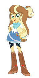 Size: 1632x3240 | Tagged: safe, artist:galaxyswirlsyt, oc, oc only, oc:apple pie, equestria girls, g4, clothes swap, offspring, parent:applejack, parent:caramel, parents:carajack, simple background, solo, transparent background