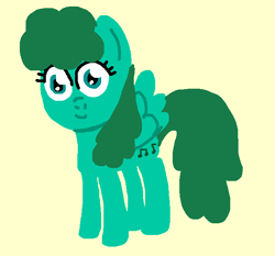 Size: 682x635 | Tagged: safe, artist:boyiepony34, medley, pegasus, pony, g1, g4, cute, drawception, female, g1 to g4, generation leap, mare, medleybetes, simple background, smiling, solo, tan background