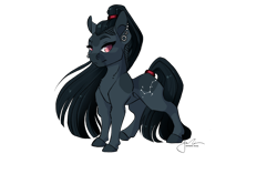 Size: 1280x805 | Tagged: safe, artist:drawingjules, oc, oc:myth, female, long hair, long tail, mare, pink eyes, redesign, simple background, transparent background, updated design