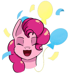 Size: 4000x4000 | Tagged: safe, artist:morrigun, pinkie pie, g4, :3, bust, cutie mark background, eyes closed, female, mare, open mouth, open smile, simple background, smiling, transparent background, volumetric mouth
