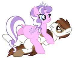 Size: 1200x925 | Tagged: safe, alternate version, artist:jennieoo, edit, diamond tiara, pipsqueak, earth pony, pony, g4, arm behind back, bedroom eyes, bondage, butt, diamond buttiara, dock, female, male, older, older diamond tiara, older pipsqueak, on top, piptiara, plot, rope, rope bondage, shipping, show accurate, simple background, smiling, straight, tied up, transparent background, vector