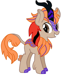 Size: 797x963 | Tagged: safe, artist:seki, oc, oc only, oc:fededash, kirin, happy, kirin oc, orange mane, simple background, smiling, solo, transparent background