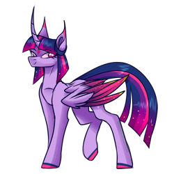 Size: 2000x2000 | Tagged: safe, artist:greenmaneheart, twilight sparkle, alicorn, pony, g4, colored wings, curved horn, high res, horn, multicolored wings, simple background, solo, transparent background, twilight sparkle (alicorn), wings