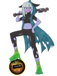 Size: 1668x2224 | Tagged: safe, alternate version, artist:batipin, limestone pie, queen chrysalis, equestria girls, g4, baseball bat, belly button, clothes, equestria girls-ified, female, hoodie, midriff, multiple variants, open mouth, open smile, simple background, smiling, solo, transparent background