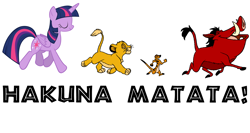 Size: 3361x1783 | Tagged: safe, artist:brunomilan13, twilight sparkle, alicorn, big cat, lion, meerkat, pony, warthog, g4, crossover, disney, hakuna matata, no worries, pumbaa, simba, the lion king, timon, twilight sparkle (alicorn), walking