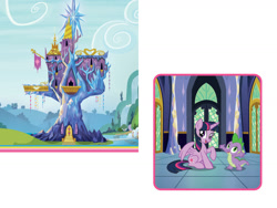 Size: 1600x1200 | Tagged: safe, spike, twilight sparkle, alicorn, dragon, pony, g4, my little pony: welcome to ponyville, official, book, female, male, mare, twilight sparkle (alicorn), twilight's castle