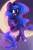 Size: 1200x1800 | Tagged: safe, artist:sakukitty, princess luna, alicorn, anthro, unguligrade anthro, g4, clothes, crescent moon, crown, cute, dress, ear piercing, earring, ethereal mane, ethereal tail, female, happy, jewelry, lunabetes, moon, open mouth, piercing, regalia, see-through, smiling, solo, tangible heavenly object