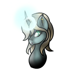 Size: 860x960 | Tagged: safe, artist:aonairfaol, oc, oc only, pony, unicorn, bust, ear piercing, earring, eyelashes, female, glowing horn, horn, jewelry, mare, piercing, simple background, solo, transparent background, unicorn oc
