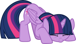 Size: 5150x3000 | Tagged: safe, artist:cloudy glow, twilight sparkle, alicorn, pony, g4, horse play, season 8, .ai available, eyes closed, face down ass up, female, folded wings, high res, horn, kneeling, mare, simple background, solo, transparent background, twilight sparkle (alicorn), vector, wings