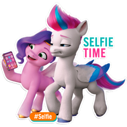 Size: 512x512 | Tagged: safe, pipp petals, zipp storm, pegasus, pony, g5, my little pony: a new generation, official, cellphone, cringing, dairy queen, female, hashtag, mare, phone, siblings, simple background, sisters, smartphone, sticker, stock render, text, transparent background, unamused, zipp storm is not amused