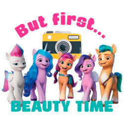 Size: 512x512 | Tagged: safe, hitch trailblazer, izzy moonbow, pipp petals, sunny starscout, zipp storm, earth pony, pegasus, pony, unicorn, g5, my little pony: a new generation, official, dairy queen, female, male, mane five, mare, simple background, stallion, sticker, stock render, text, transparent background