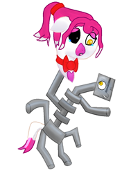 Size: 634x900 | Tagged: safe, artist:samipiplup, earth pony, fox, fox pony, hybrid, pony, robot, robot pony, 2017, crossover, crying, five nights at freddy's, five nights at freddy's 2, mangle, ponified, solo