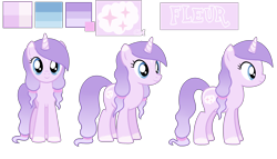 Size: 3688x2108 | Tagged: safe, artist:cindystarlight, oc, oc only, oc:fleur, pony, unicorn, coat markings, female, front view, full body, high res, hooves, horn, mare, reference sheet, show accurate, side view, simple background, smiling, socks (coat markings), solo, standing, tail, three quarter view, transparent background, unicorn oc