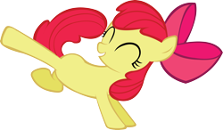 Size: 4064x2371 | Tagged: safe, artist:midnite99, apple bloom, earth pony, pony, g4, eyes closed, female, filly, grin, kick, smiling, solo, vector