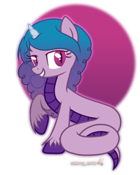 Size: 1600x2000 | Tagged: safe, artist:angelina-pax, izzy moonbow, lamia, original species, pony, snake, snake pony, unicorn, g5, bedroom eyes, commission, cute, female, grin, izzybetes, lamiafied, mare, raised hoof, simple background, smiling, solo, species swap, transparent background, unshorn fetlocks, ych result
