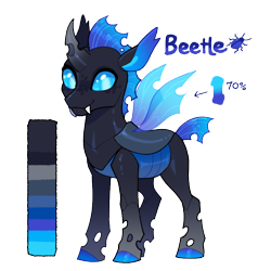 Size: 720x720 | Tagged: safe, artist:lastnight-light, oc, oc only, oc:beetle, changeling, blue changeling, male, simple background, solo, transparent background