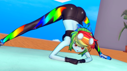 Size: 1920x1080 | Tagged: safe, artist:ratachu666, rainbow dash, equestria girls, g4, 3d, ass, butt, face down ass up, female, goggles, jack-o challenge, koikatsu, meme, sexy, solo, stupid sexy rainbow dash