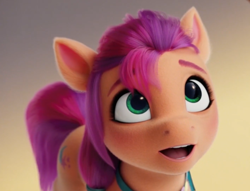 Size: 1416x1080 | Tagged: safe, screencap, sunny starscout, earth pony, pony, g5, my little pony: a new generation, spoiler:my little pony: a new generation, 3d, beautiful, cropped, eyebrows, female, green eyes, mare, nostrils, open mouth