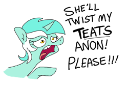 Size: 1062x726 | Tagged: safe, artist:tjpones, lyra heartstrings, pony, unicorn, g4, bust, female, implied anon, mare, open mouth, simple background, solo, tooth gap, white background