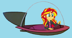 Size: 1152x604 | Tagged: safe, artist:guihercharly, sunset shimmer, equestria girls, g4, driving, flying car, glass dome, solo, space car, the jetsons
