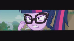Size: 3410x1920 | Tagged: safe, screencap, sci-twi, twilight sparkle, equestria girls, equestria girls series, friendship math, g4, beach, close-up, female, fist, glasses, gritted teeth, high res, ponytail, scowl, solo