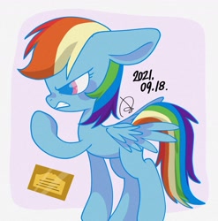 Size: 1819x1838 | Tagged: safe, artist:oc_ponys, rainbow dash, pegasus, pony, g4, the ticket master, floppy ears, raised hoof, simple background, solo, ticket