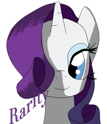 Size: 767x887 | Tagged: safe, artist:tranzmuteproductions, rarity, pony, unicorn, g4, blue eyes, bust, eyelashes, eyeshadow, female, hair over one eye, horn, makeup, mare, one eye closed, portrait, simple background, smiling, solo, transparent background, wink