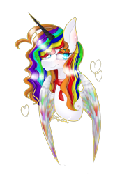 Size: 1723x2467 | Tagged: safe, artist:fantisai, oc, oc only, alicorn, pony, alicorn oc, bust, female, horn, mare, multicolored hair, rainbow hair, simple background, smiling, solo, transparent background, wings