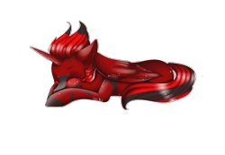 Size: 3581x2474 | Tagged: safe, artist:fantisai, oc, oc only, alicorn, pony, alicorn oc, high res, horn, red and black oc, simple background, sleeping, solo, transparent background, wings