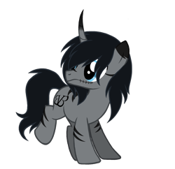 Size: 1584x1536 | Tagged: safe, artist:revenge.cats, pony, unicorn, andy biersack, black veil brides, curved horn, horn, male, ponified, simple background, solo, transparent background