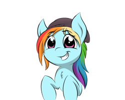 Size: 1217x968 | Tagged: safe, artist:whiro153, rainbow dash, pegasus, pony, g4, beanie, chest fluff, hat, simple background, smiling, solo, transparent background