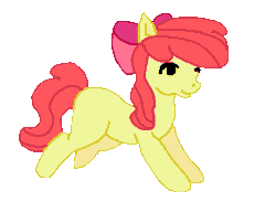 Size: 482x390 | Tagged: safe, artist:trickstersblues, apple bloom, earth pony, pony, g4, animated, apple bloom's bow, bow, female, filly, gif, hair bow, red mane, running, simple background, solo, transparent background