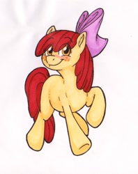 Size: 672x850 | Tagged: safe, artist:mylittlerainbowtail, apple bloom, earth pony, pony, g4, female, filly, smiling, solo