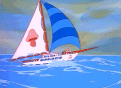 Size: 300x218 | Tagged: safe, screencap, fizzy, megan williams, wind whistler, g1, my little pony: the movie (g1), animated, sailboat, water