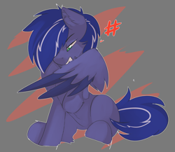 Size: 3080x2672 | Tagged: safe, artist:beardie, oc, oc only, oc:lightning flare, pegasus, pony, angry, cute, ear fluff, grooming, high res, preening, wings