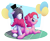 Size: 1280x1054 | Tagged: safe, artist:senaelik, pinkie pie, oc, oc:hattsy, earth pony, pony, g4, balloon, butt, female, lying down, mare, plot, prone, simple background, transparent background