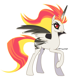 Size: 1716x1866 | Tagged: safe, artist:renhorse, oc, oc only, alicorn, pony, female, magical lesbian spawn, mare, offspring, parent:daybreaker, parent:fire flare, simple background, solo, transparent background