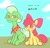 Size: 2200x2108 | Tagged: safe, artist:noupu, apple bloom, granny smith, earth pony, pony, g4, colored pupils, duo, female, filly, grandmother and grandchild, high res, looking at each other, mare, sitting