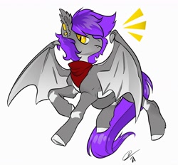 Size: 4096x3803 | Tagged: safe, artist:opalacorn, oc, oc only, oc:vuldarion, bat pony, pony, bandana, ear piercing, earring, jewelry, male, piercing, solo, stallion