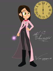 Size: 1280x1712 | Tagged: safe, artist:earth_pony_colds, artist:vanossfan10, oc, oc:the silversmith, equestria girls, g4, crossover, cutie mark, doctor who, female, frankie stein, grandfather clock, monster high, sonic screwdriver, time lady, timelord
